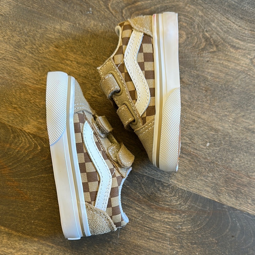 Kids Brown Checkered Shoes